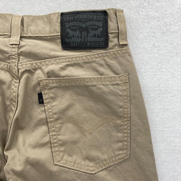 Levi's 511 Mens 29x32 Slim Fit Brown Denim Straight Leg Jeans Low Rise Black Tab - Picture 11 of 12